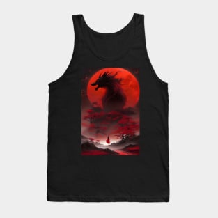 Red moon wolf night Tank Top